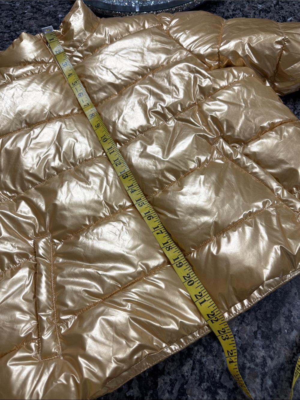 Time and Tru Metallic Gold Quilted Puffer Jacket NWT M - Picture 9 of 9